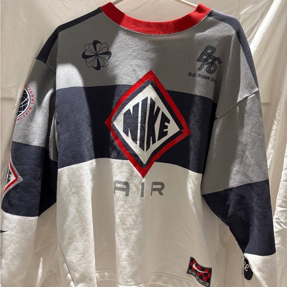 Nike Men's Gray, Red & Blue Crewneck Sweater